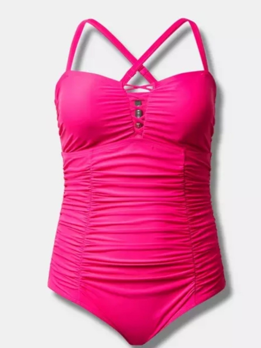 Women’s Ruched One-Piece Swimsuit - Hot Pink. Torrid